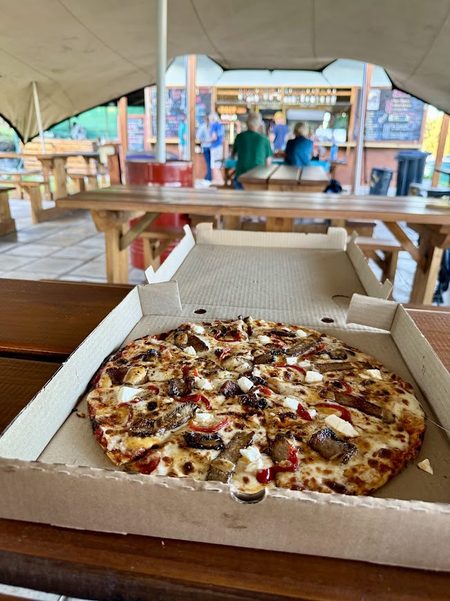 A wood-fired pizza at Yellow's Bru Bistro & Bar